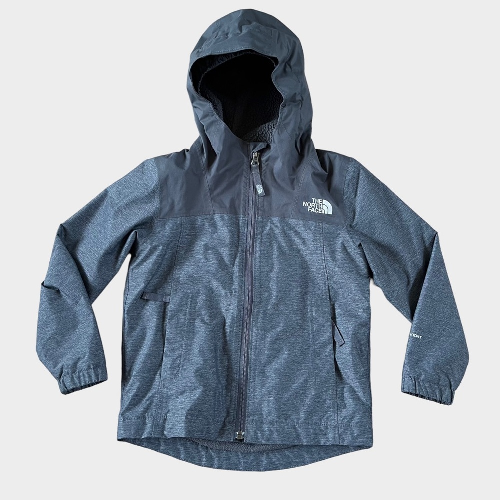 North Face Youth Size 5 XXS Dryvent Fleece Lined Jacket Coat Hood Gray